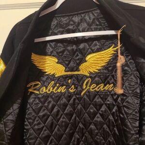 Robin Jean black and gold lettermen jacket